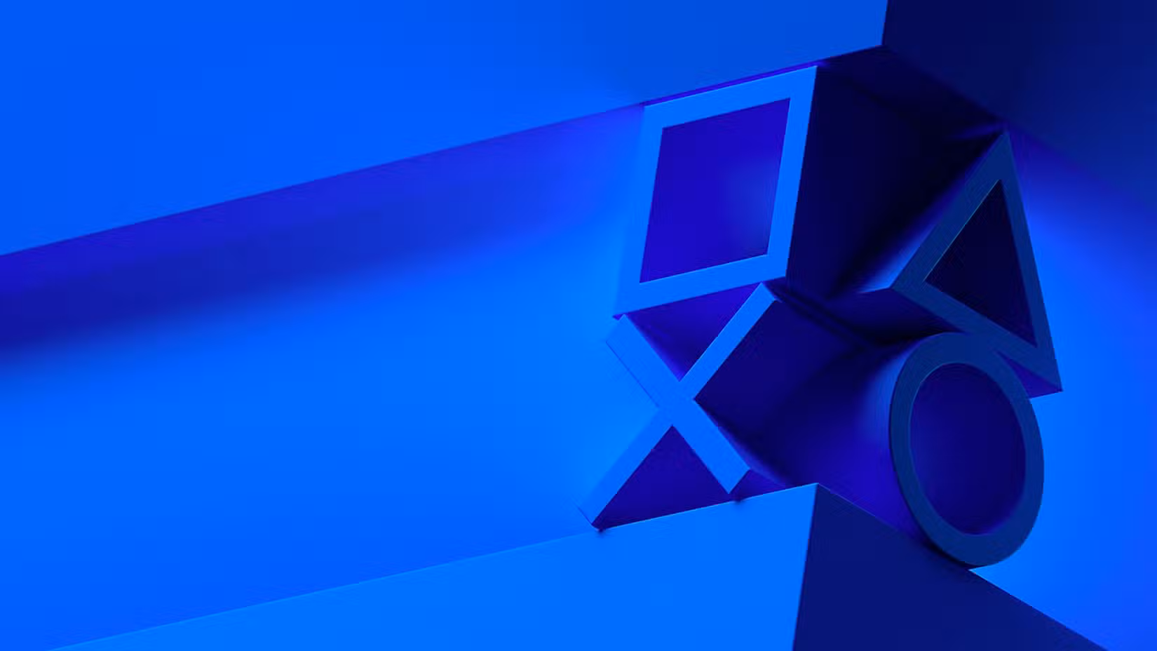 O logotipo do PlayStation se molda em um fundo abstrato em cores neutras e frias.