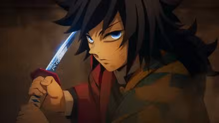 Giyu pronto para balançar sua espada no Demon Slayer Infinity Castle