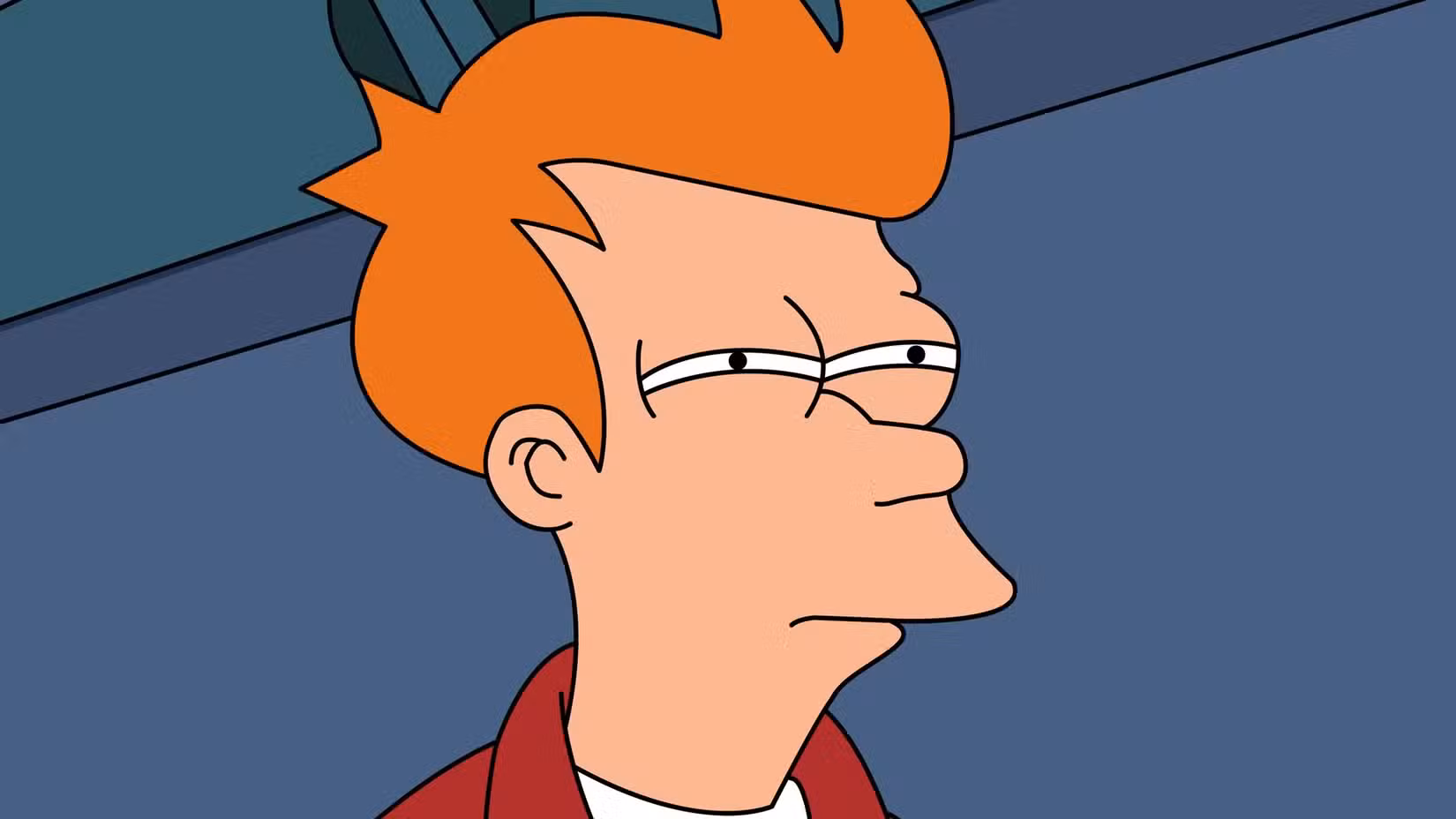 Futurama- Philip J. Fry semicerrando os olhos “Vejo o que você fez aí”