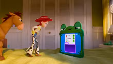 Jesse gritando com Lilypad em Toy Story 5