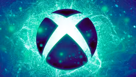 O logotipo do orbe do Xbox em um fundo brilhante e cheio de partículas