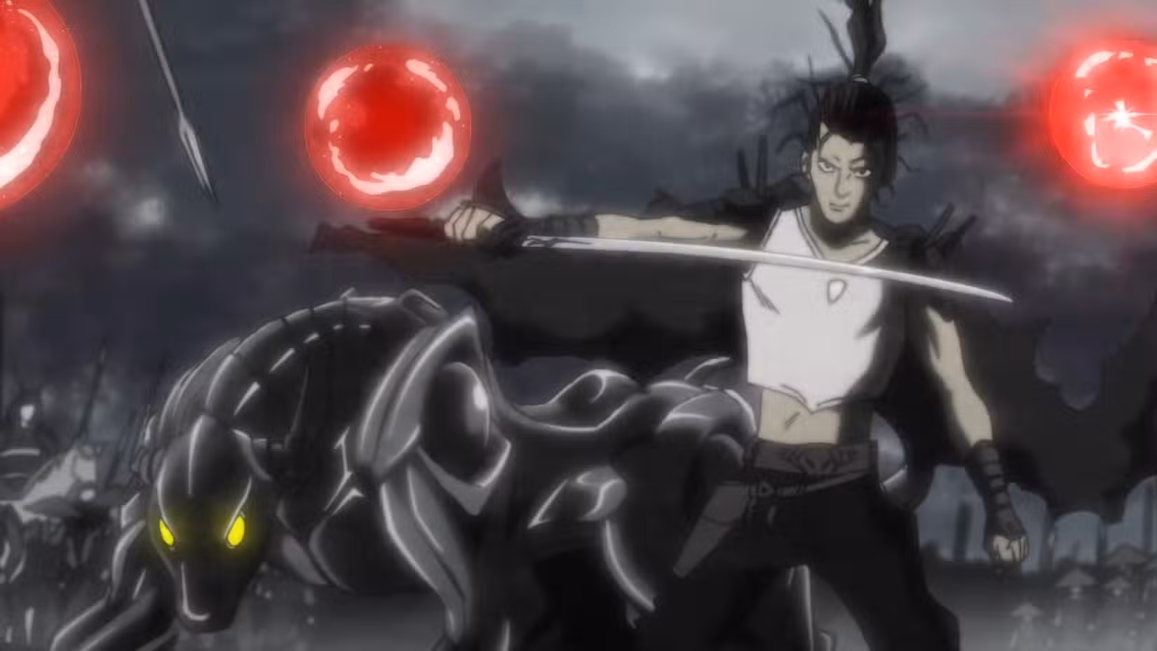 Yoshitaka Amano, 100% desenhado à mão, Anime “ZAN_ Pilot Film _ 天野喜孝, 100% 手描き, アニメ『斬 -ZAN-』Pilot Film 1-6 captura de tela