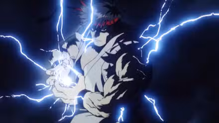 Ryu animando o Hadoukken de Street Fighter 2 The Animated Movie