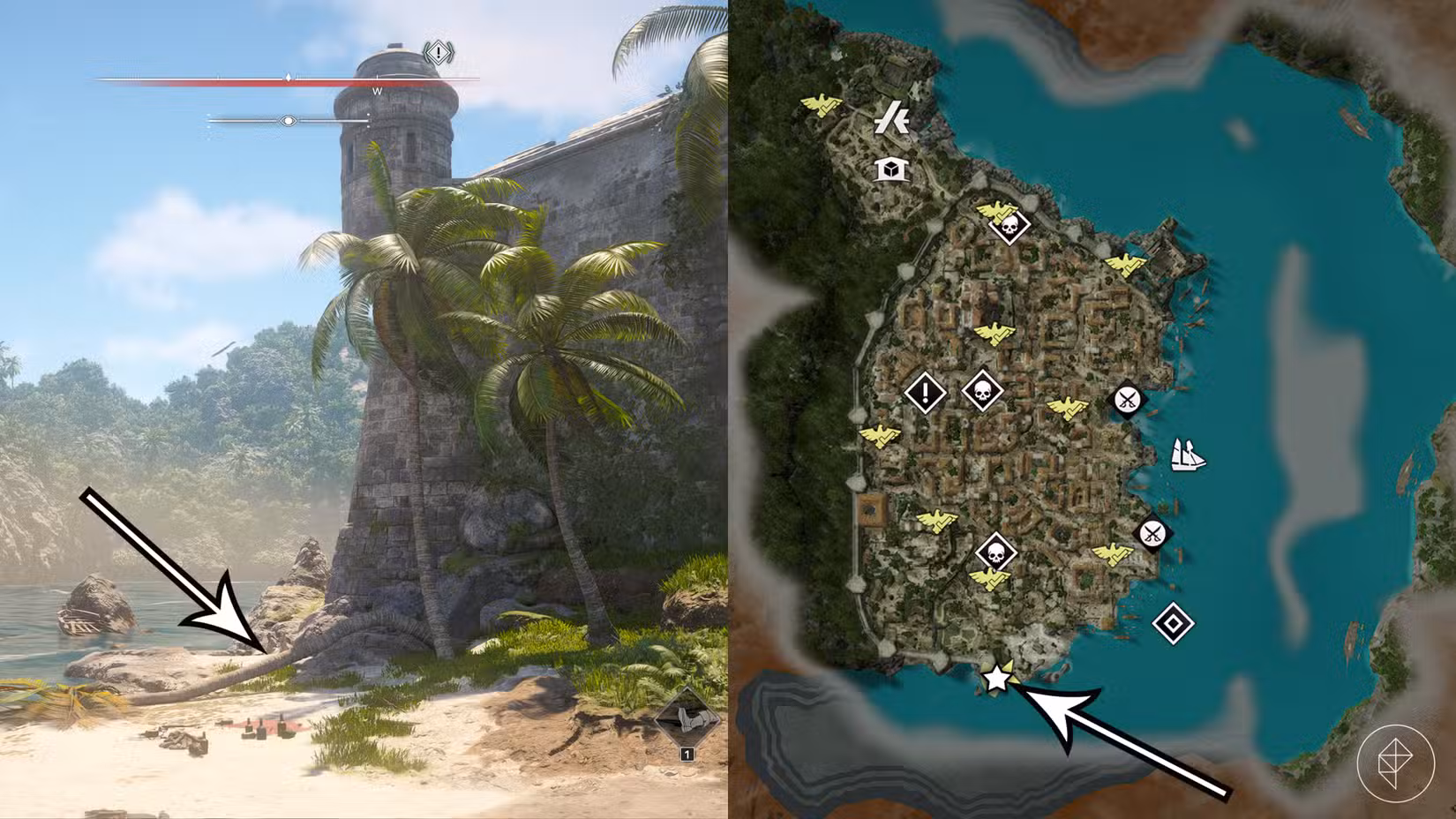 A treasure location in Assassin's Creed Black Flag Resynced.