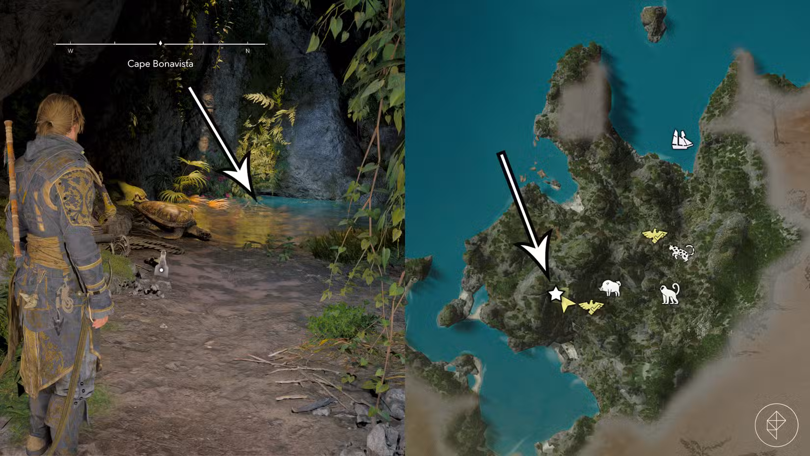 The Cape Bonavista treasure location in Assassin's Creed Black Flag Resynced.
