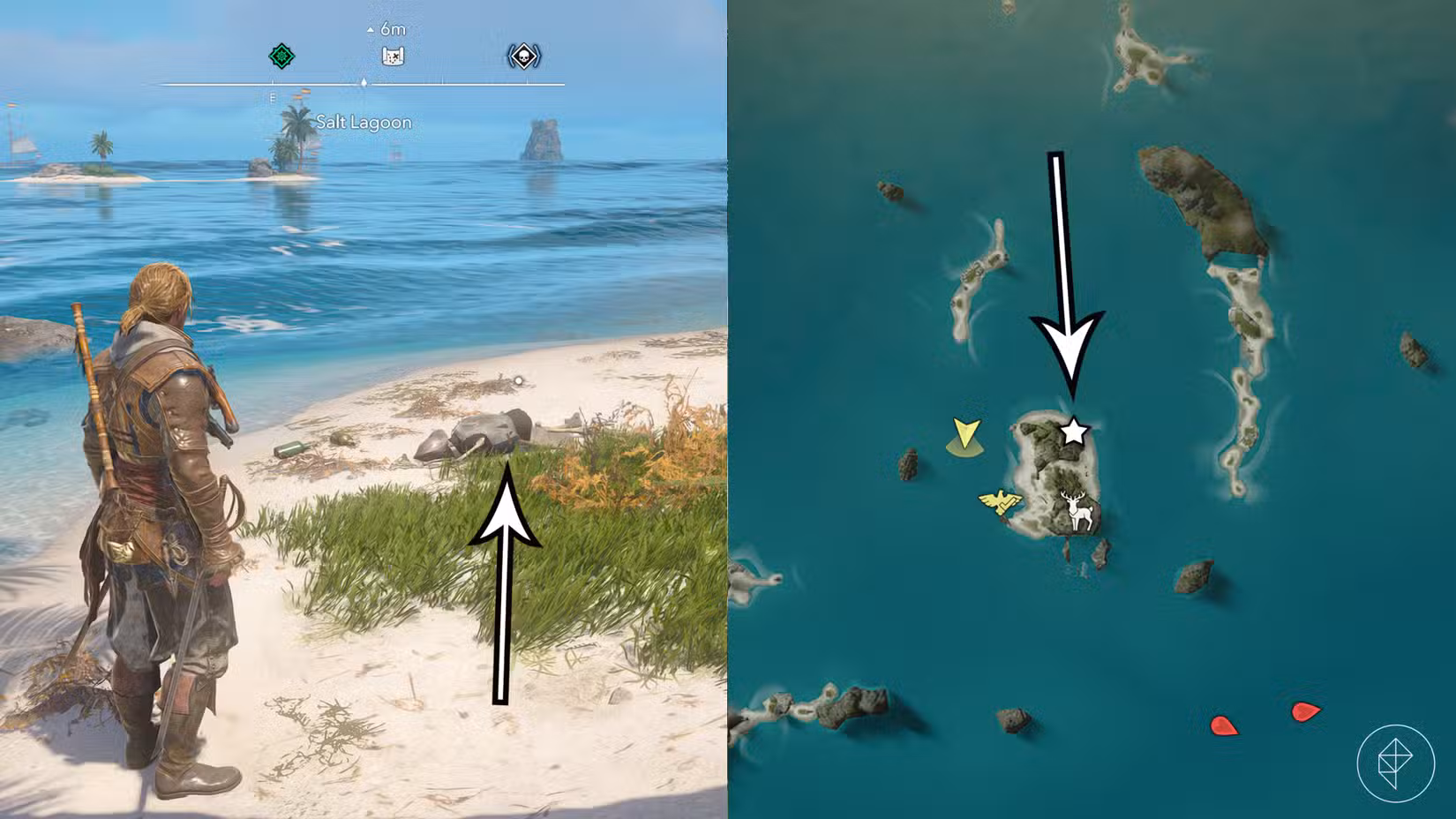 A treasure location in Assassin's Creed Black Flag Resynced.