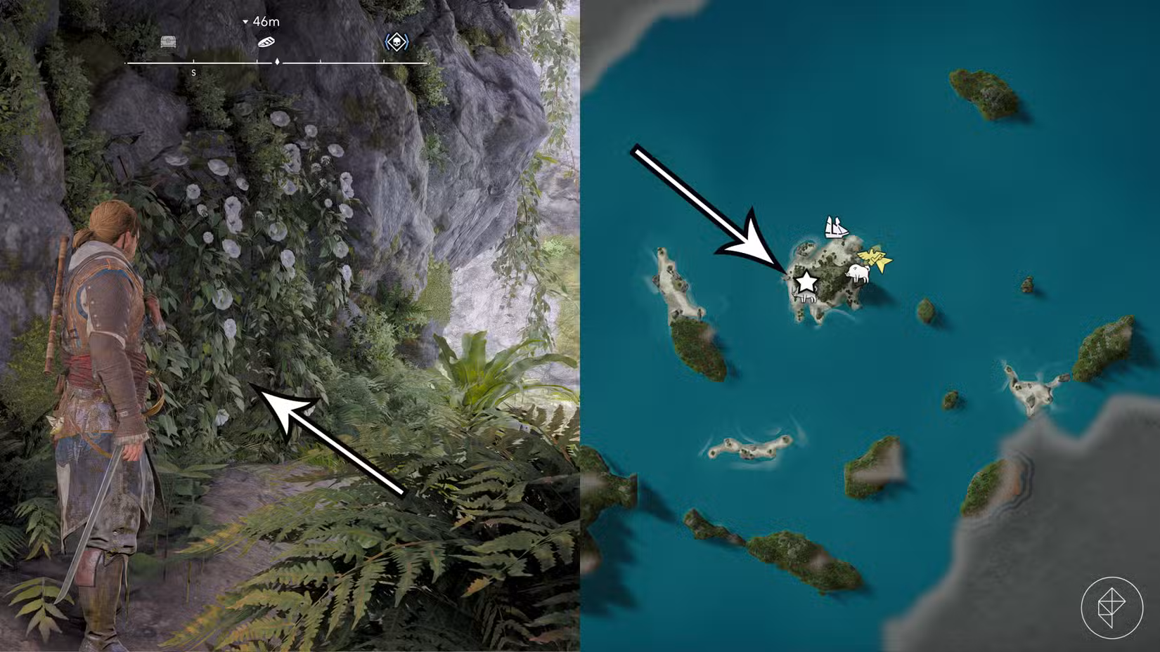 A treasure location in Assassin's Creed Black Flag Resynced.