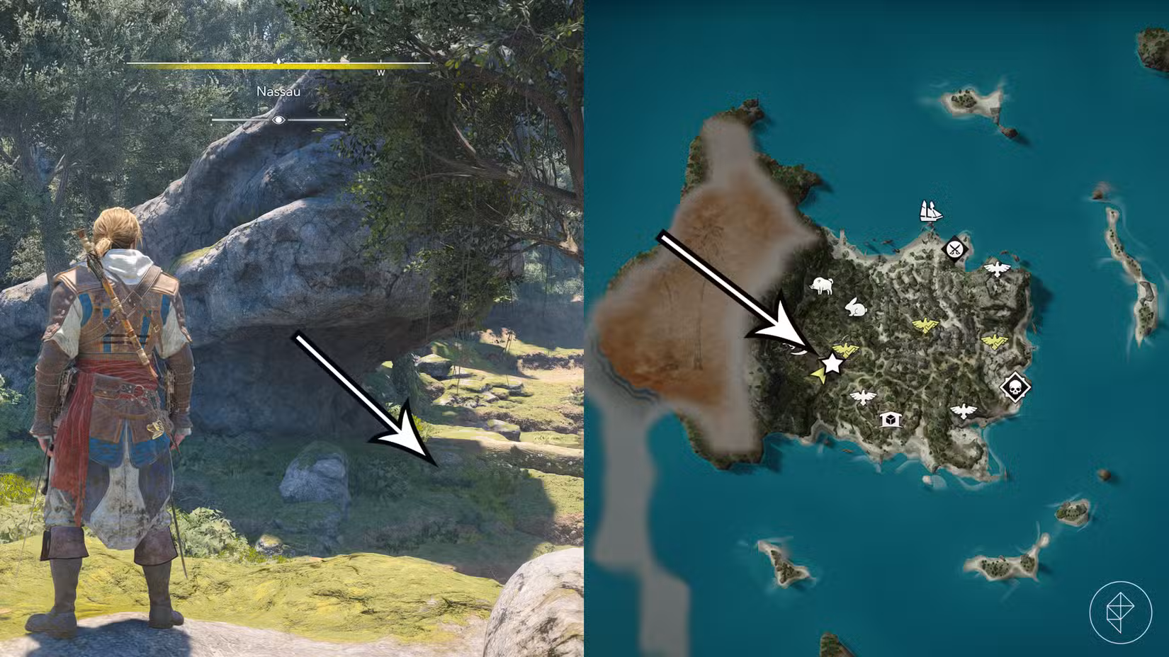 A treasure location in Assassin's Creed Black Flag Resynced.