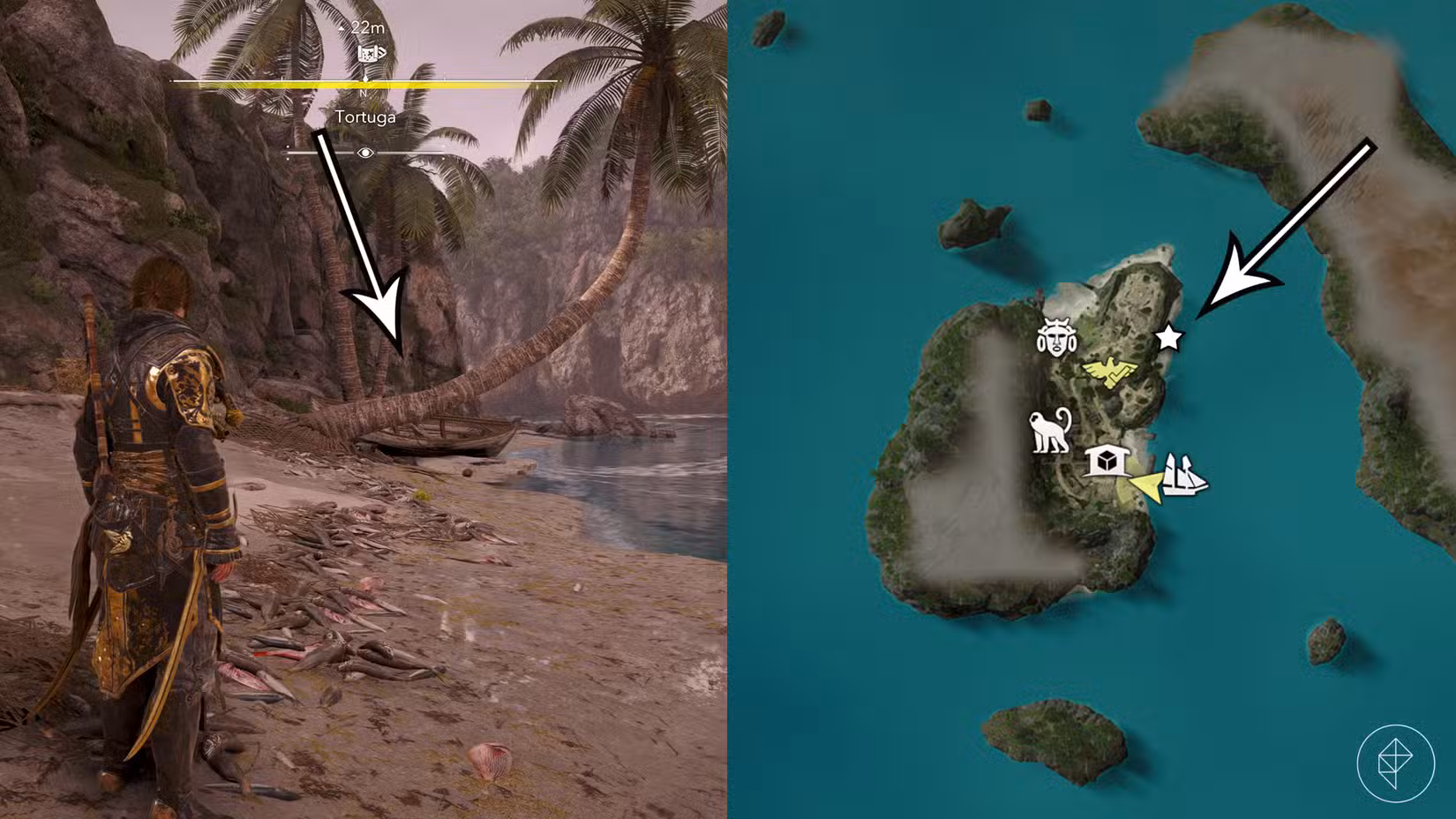 A treasure location in Assassin's Creed Black Flag Resynced.
