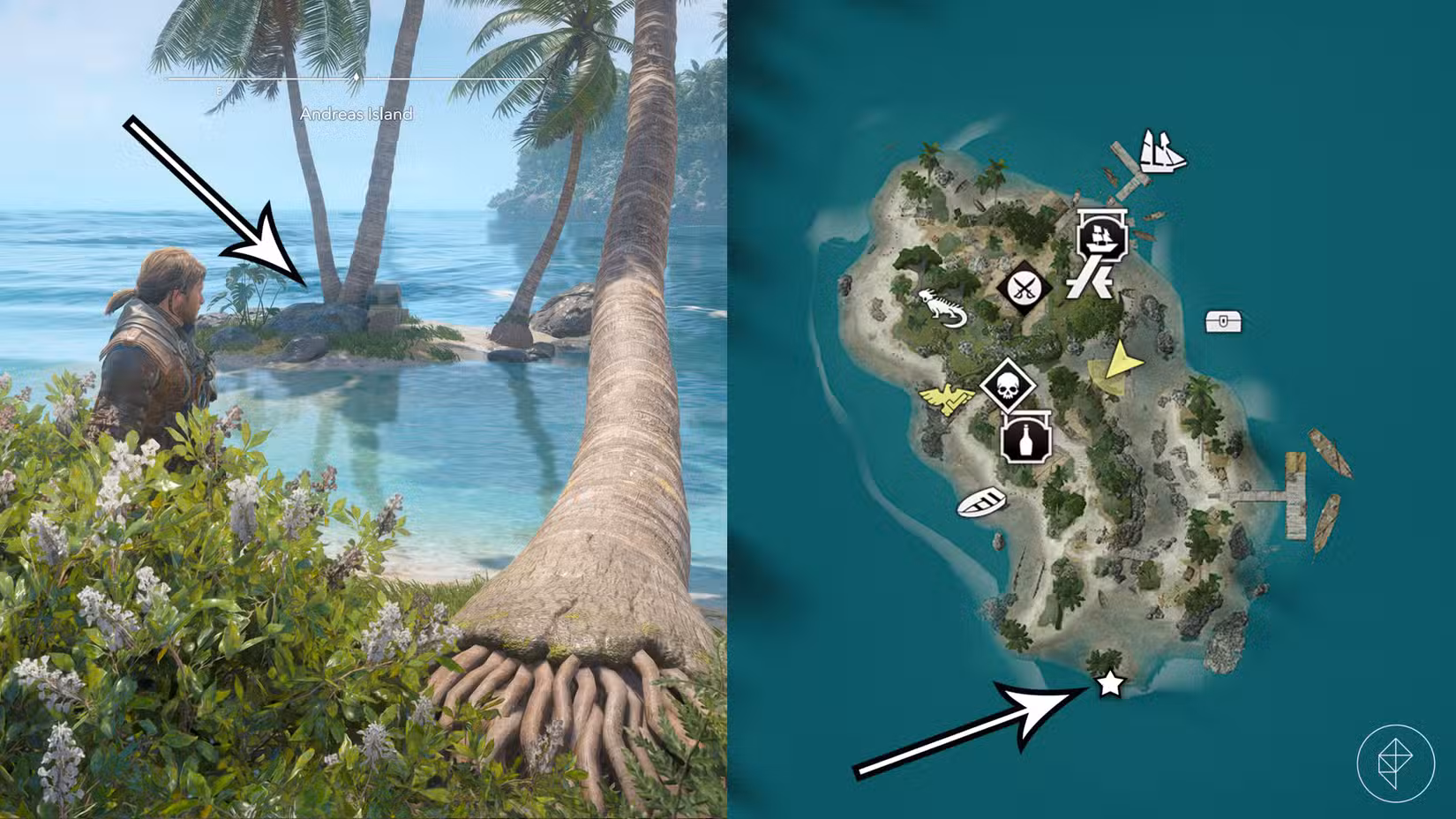 A treasure location in Assassin's Creed Black Flag Resynced.