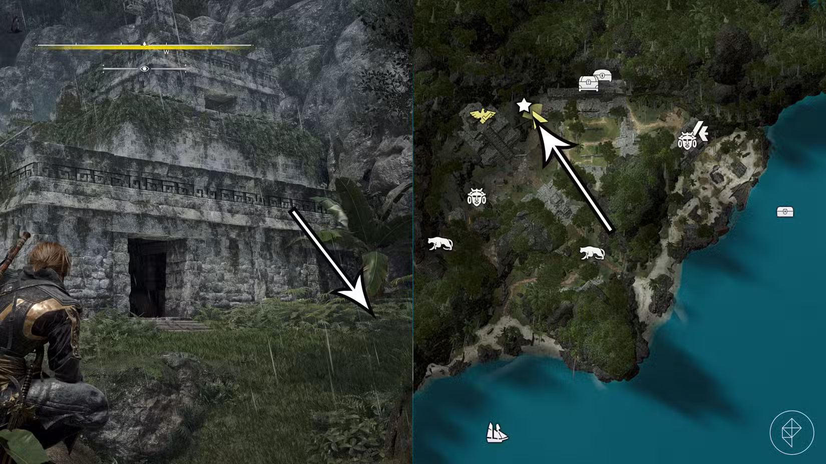 The treasure from the Cumberland Bay treasure map in Assassin's Creed Black Flag Resynced.