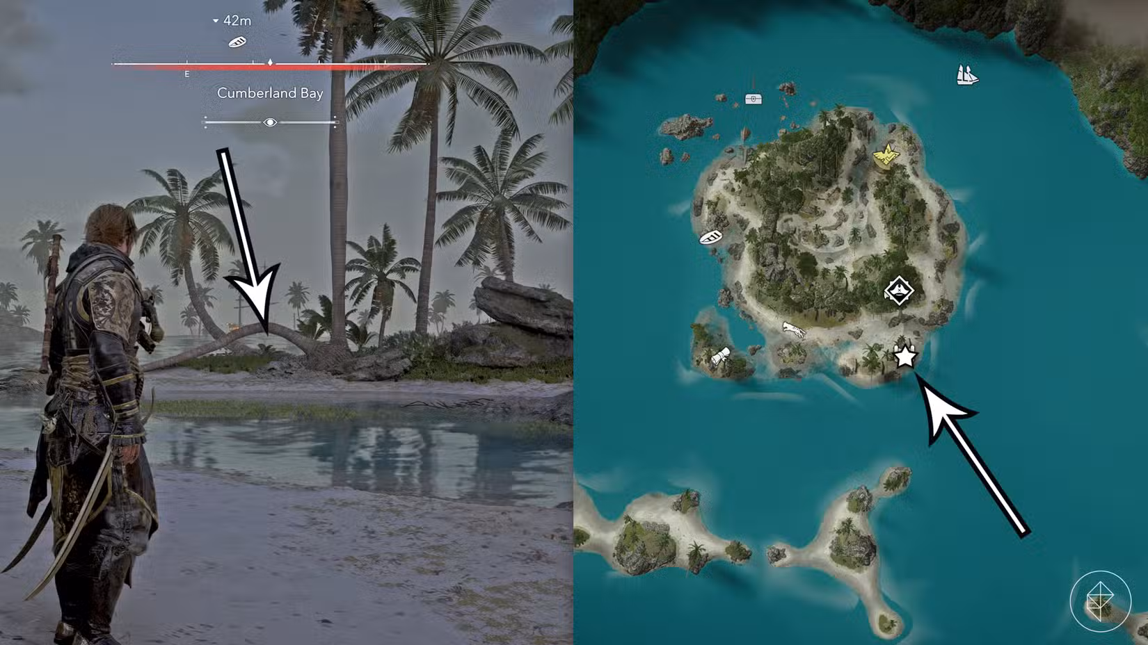 The Cumberland Bay treasure map location in Assassin's Creed Black Flag Resynced.