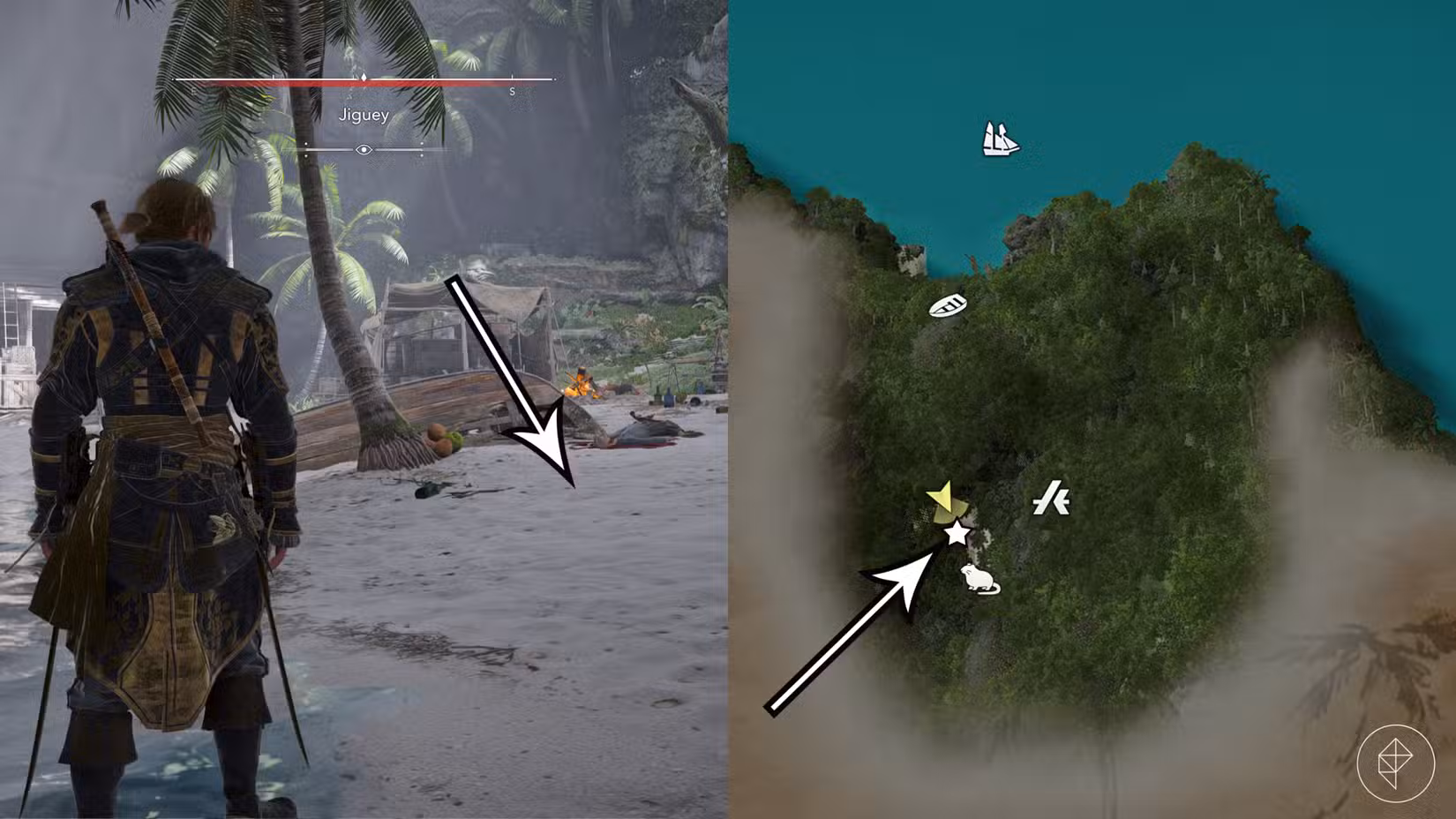 A treasure location in Assassin's Creed Black Flag Resynced.