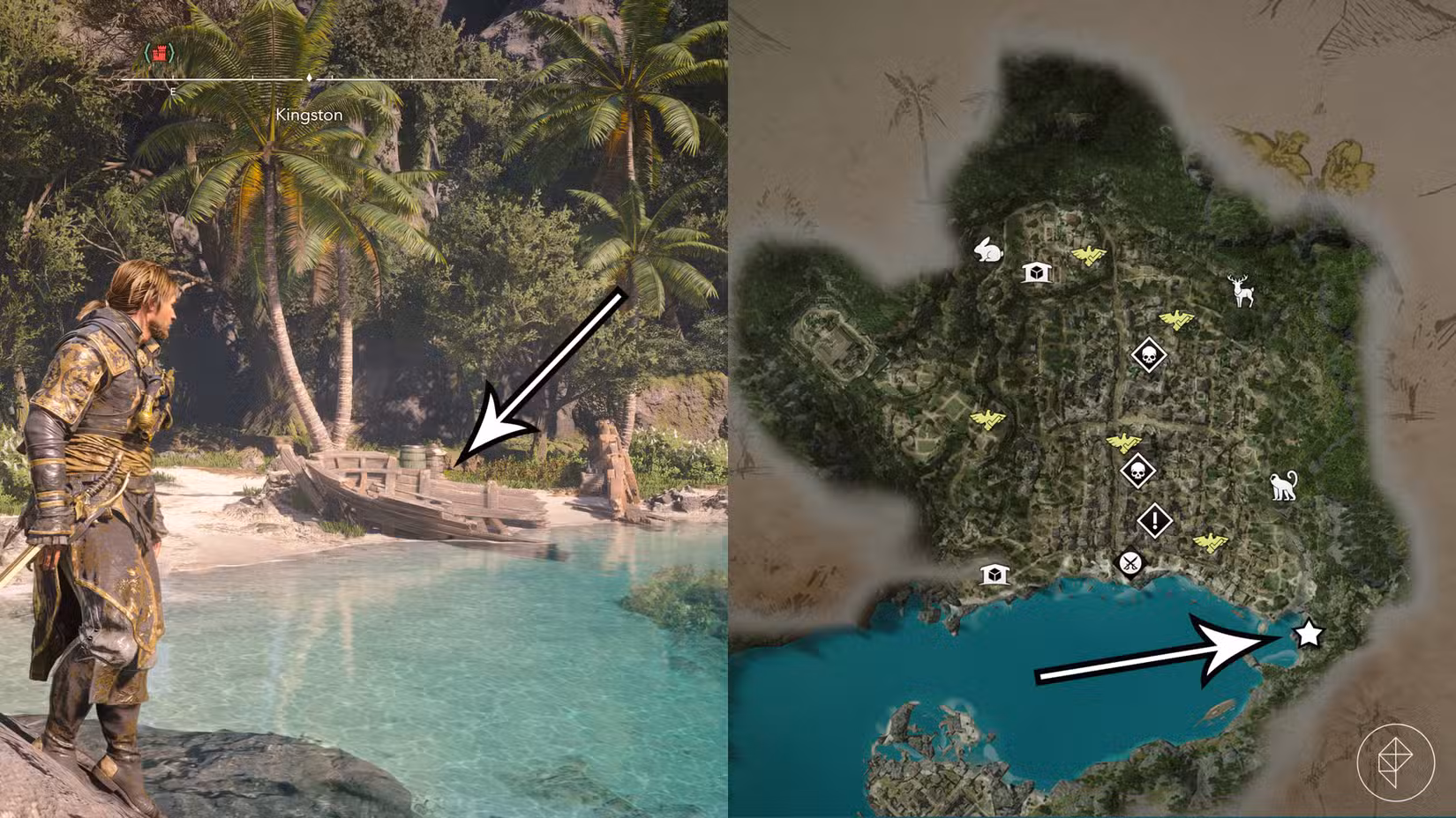 A treasure location in Assassin's Creed Black Flag Resynced.