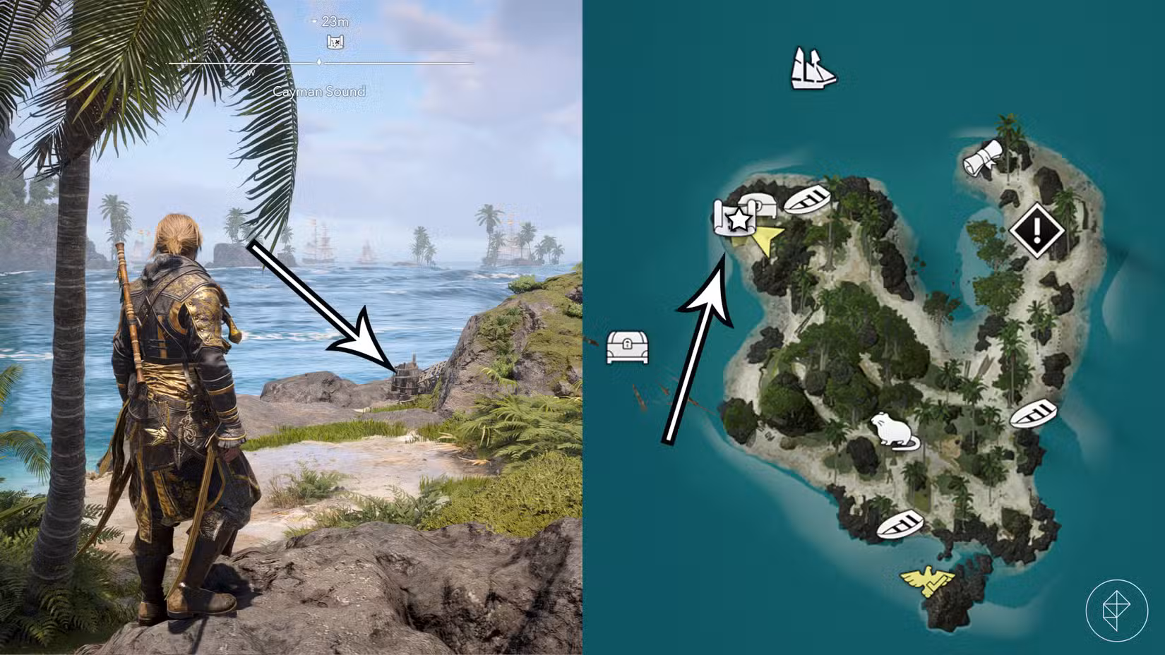 The Cayman Sound treasure map location in Assassin's Creed Black Flag Resynced.