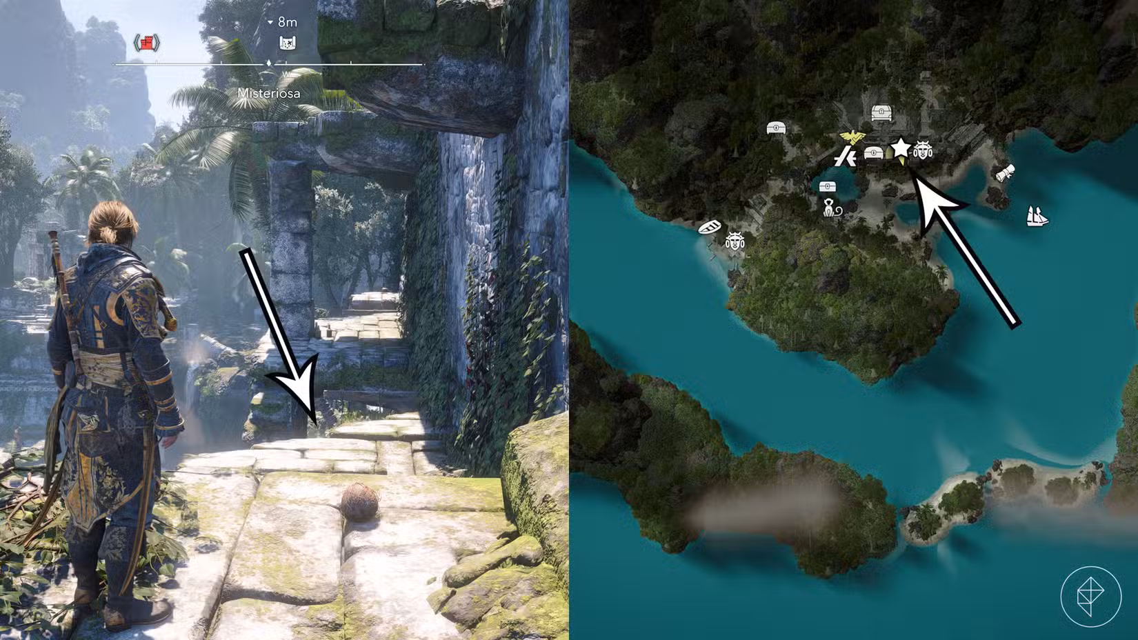 A treasure location in Assassin's Creed Black Flag Resynced.