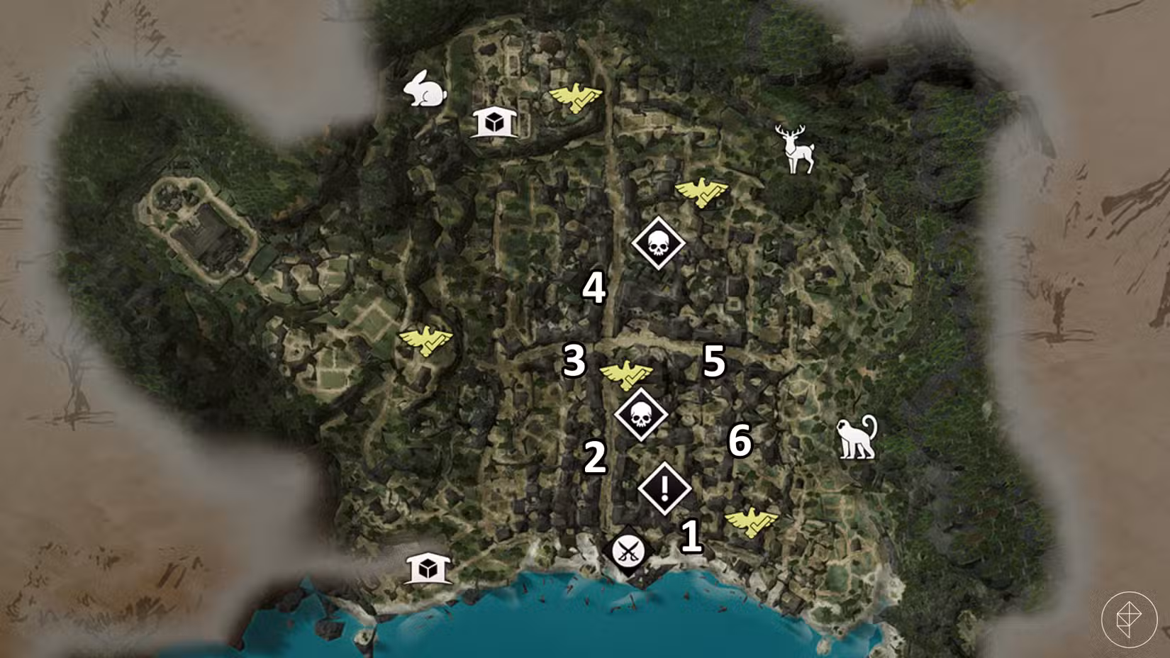 Todas as favelas de Kingston em Assassin's Creed Black Flag ressincronizadas.