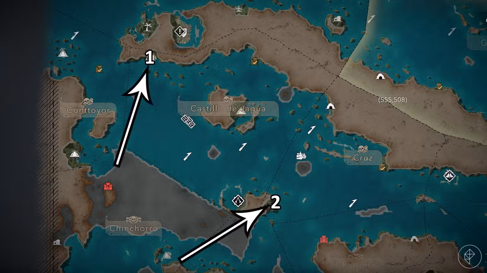 Todas as favelas de Ayarros e Great Cayman em Assassin's Creed Black Flag ressincronizadas.