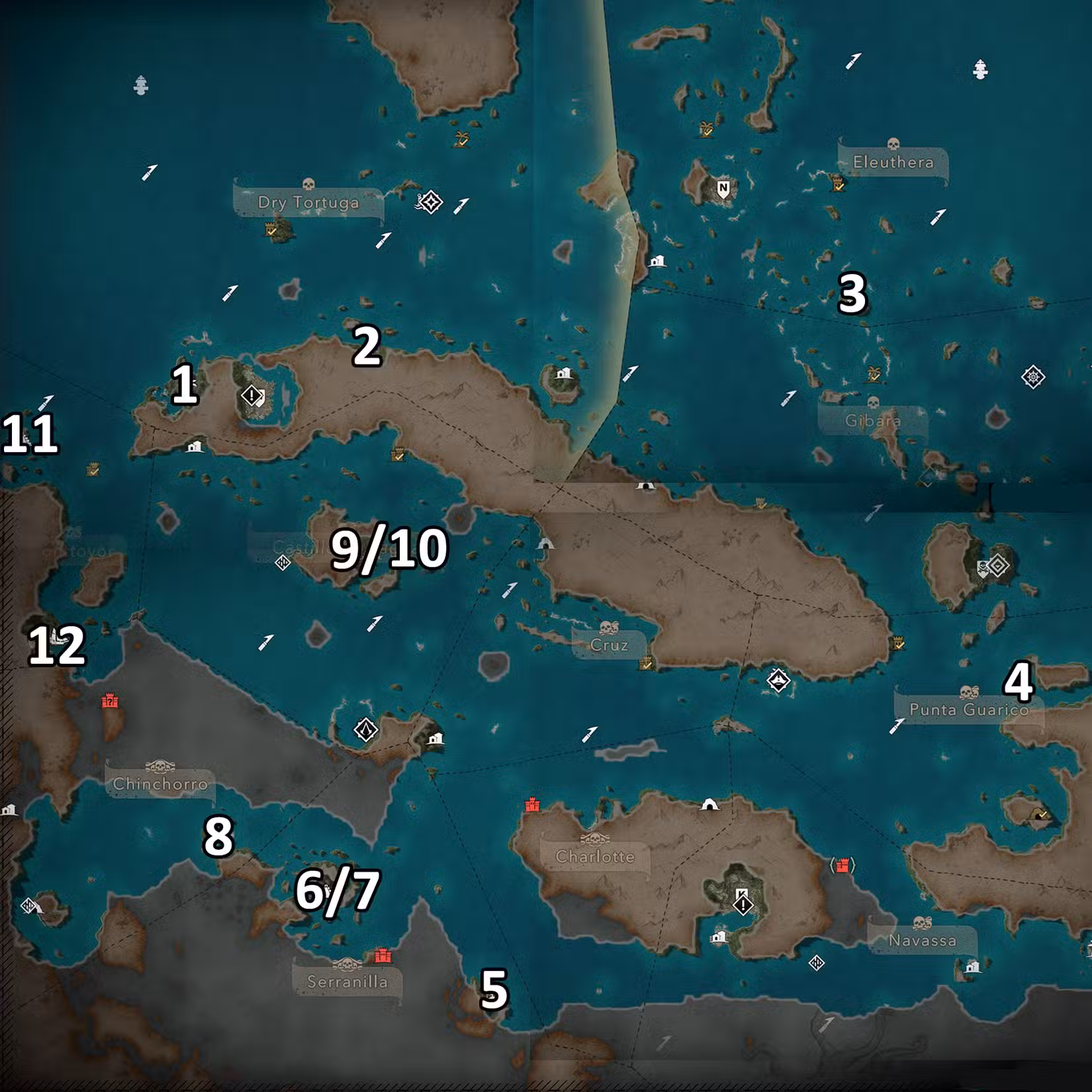 Os primeiros 12 locais de Pedra Maia em Assassin's Creed Black Flag.