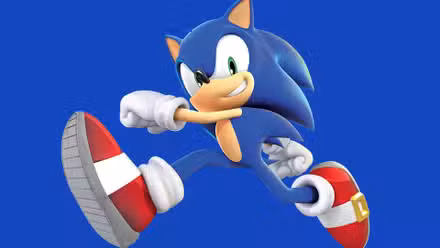 Arte de Sonic the Hedgehog em um fundo azul