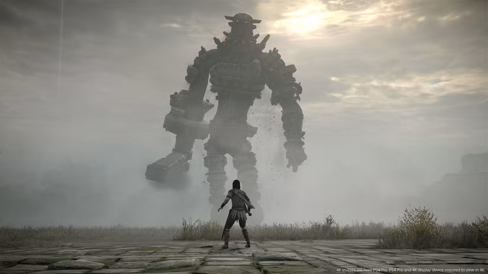 Shadow of the Colossus PS4 – Wander olha para Gaius, o terceiro colosso