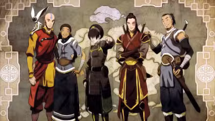 Versões adultas de Aang, Katara, Toph, Zuko e Sokka no próximo filme de animação.