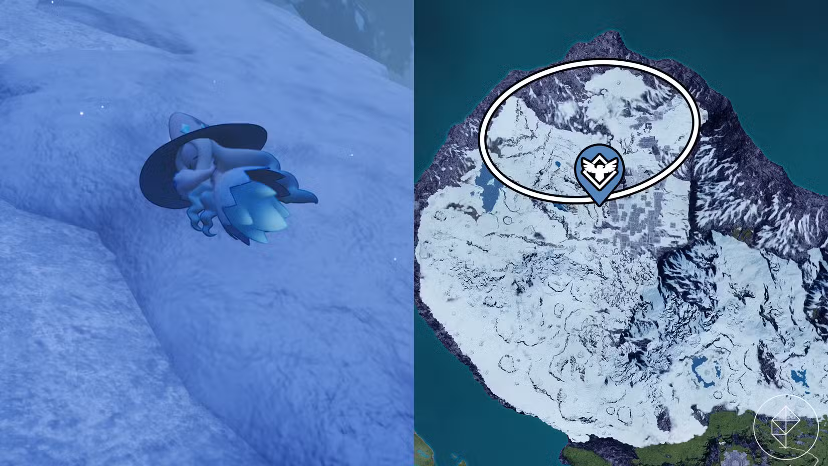 A sleeping Icelyn in Palworld