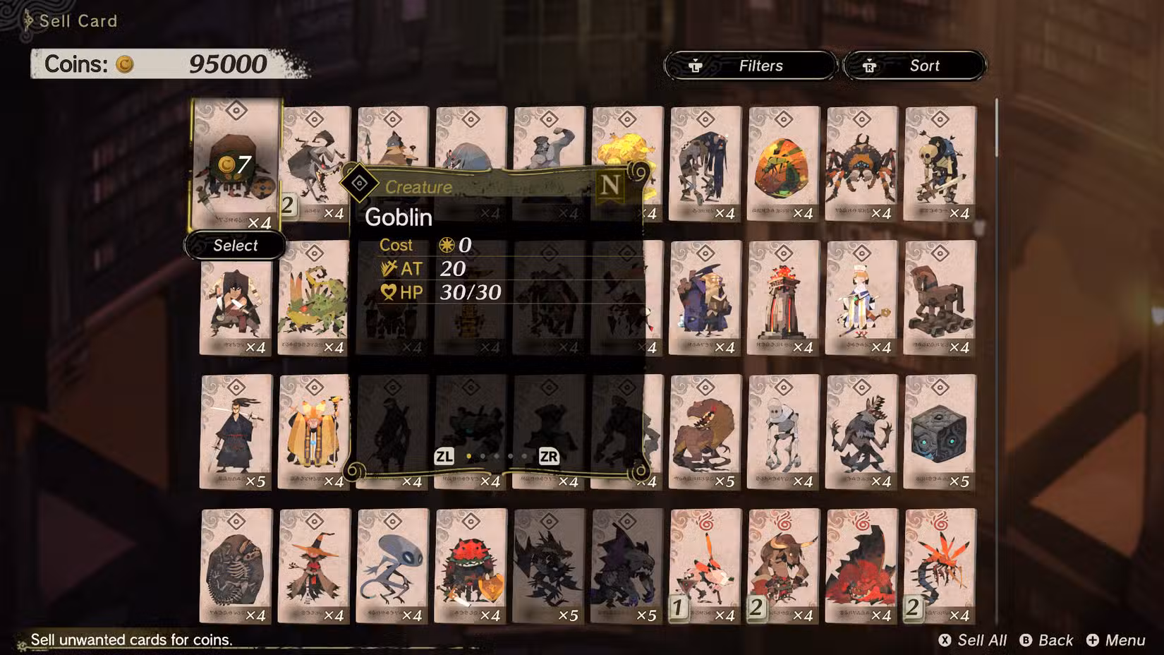 Uma lista de cartas aparece em Culdcept Begins.