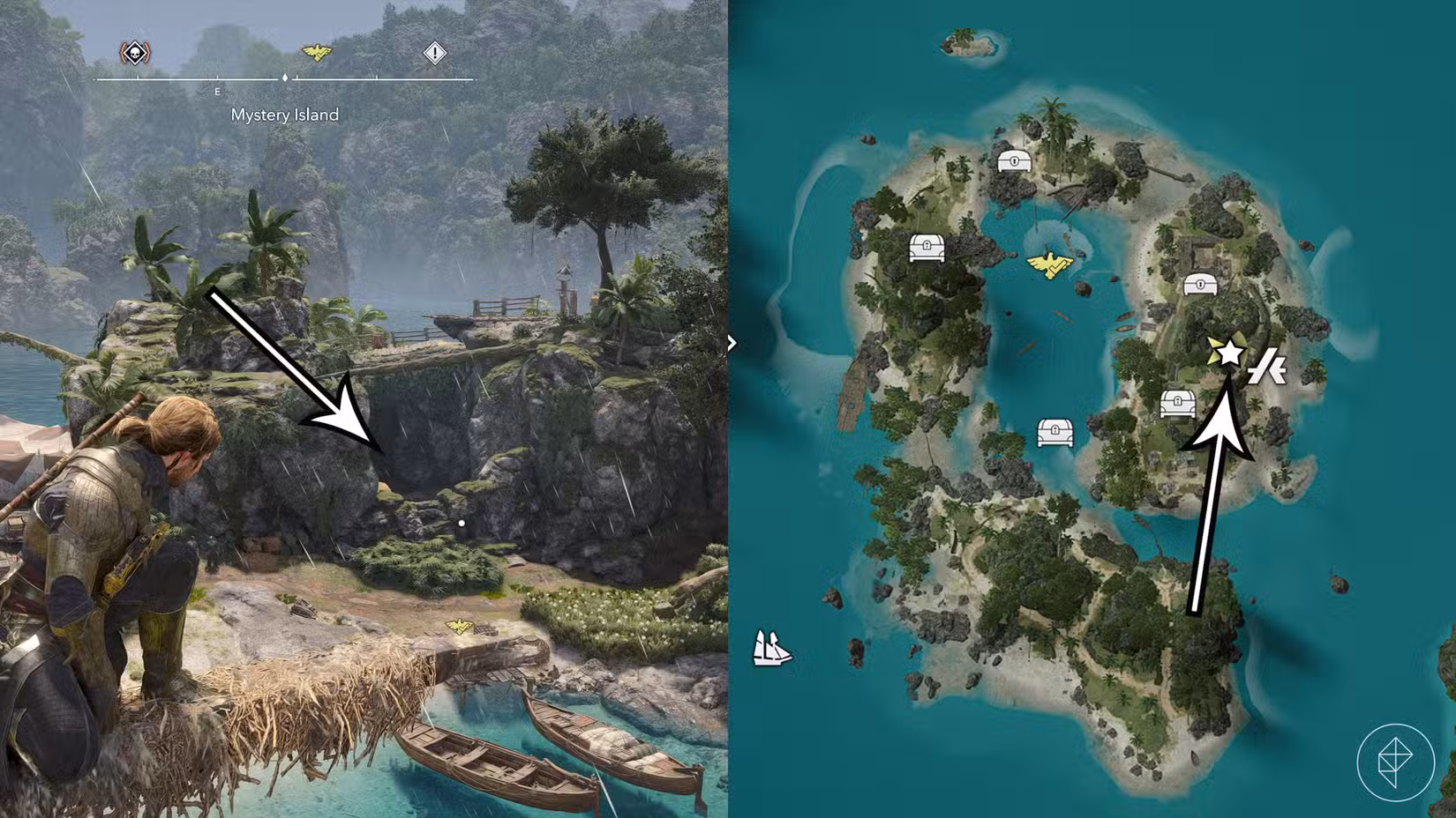 A localização do tesouro do mapa desgastado em Assassin's Creed Black Flag Resynced.