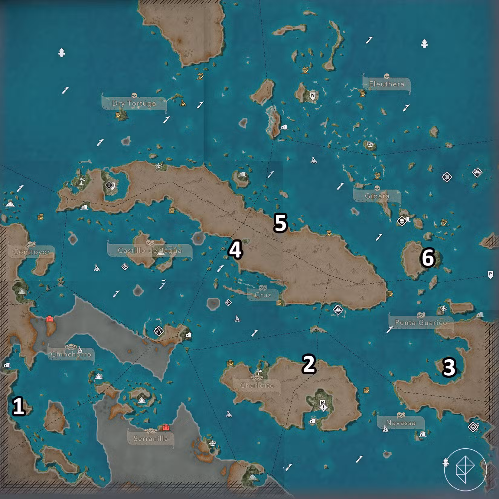 Cada localização de pedaço de mapa desgastado em Assassin's Creed Black Flag foi ressincronizada.