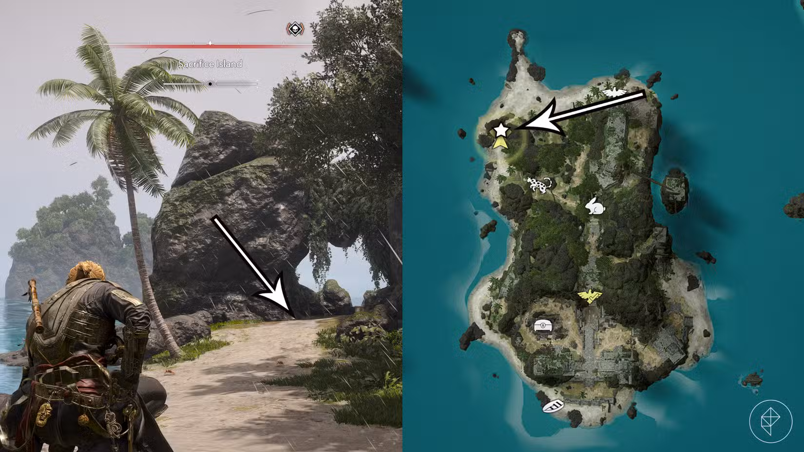 A localização do tesouro do mapa preservado em Assassin's Creed Black Flag Resynced.