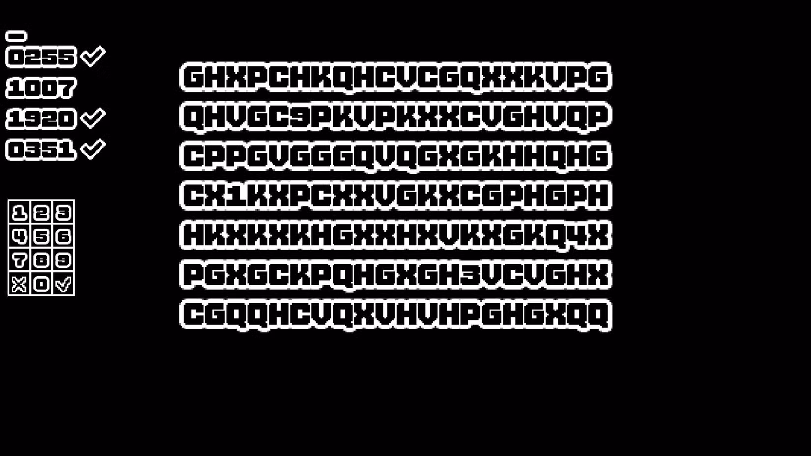 Uma série de letras aparece em Qual é a senha?