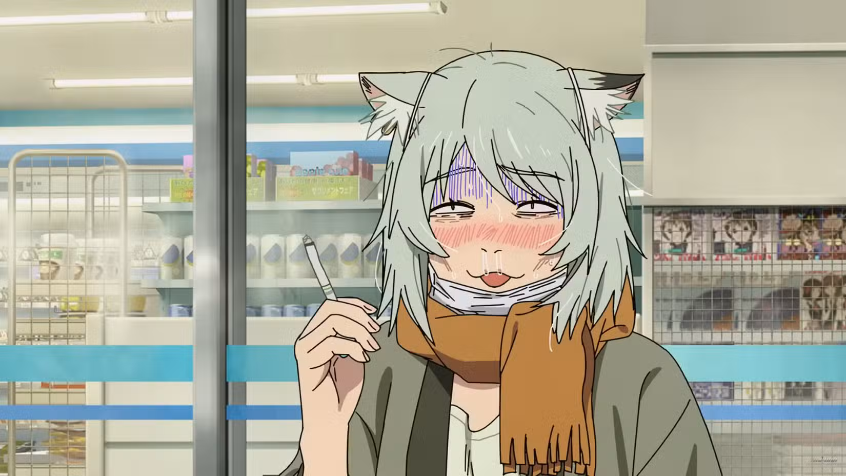 Ainda de Chainsmoker Cat de Yaniko doente, mas ainda fumando mentol. 