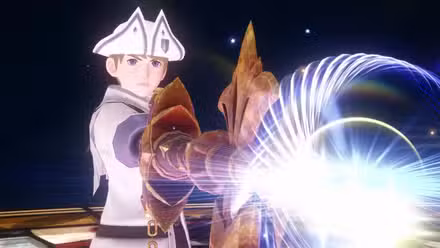 O protagonista de Kingdom Hearts Missing Link segura uma espada brilhante
