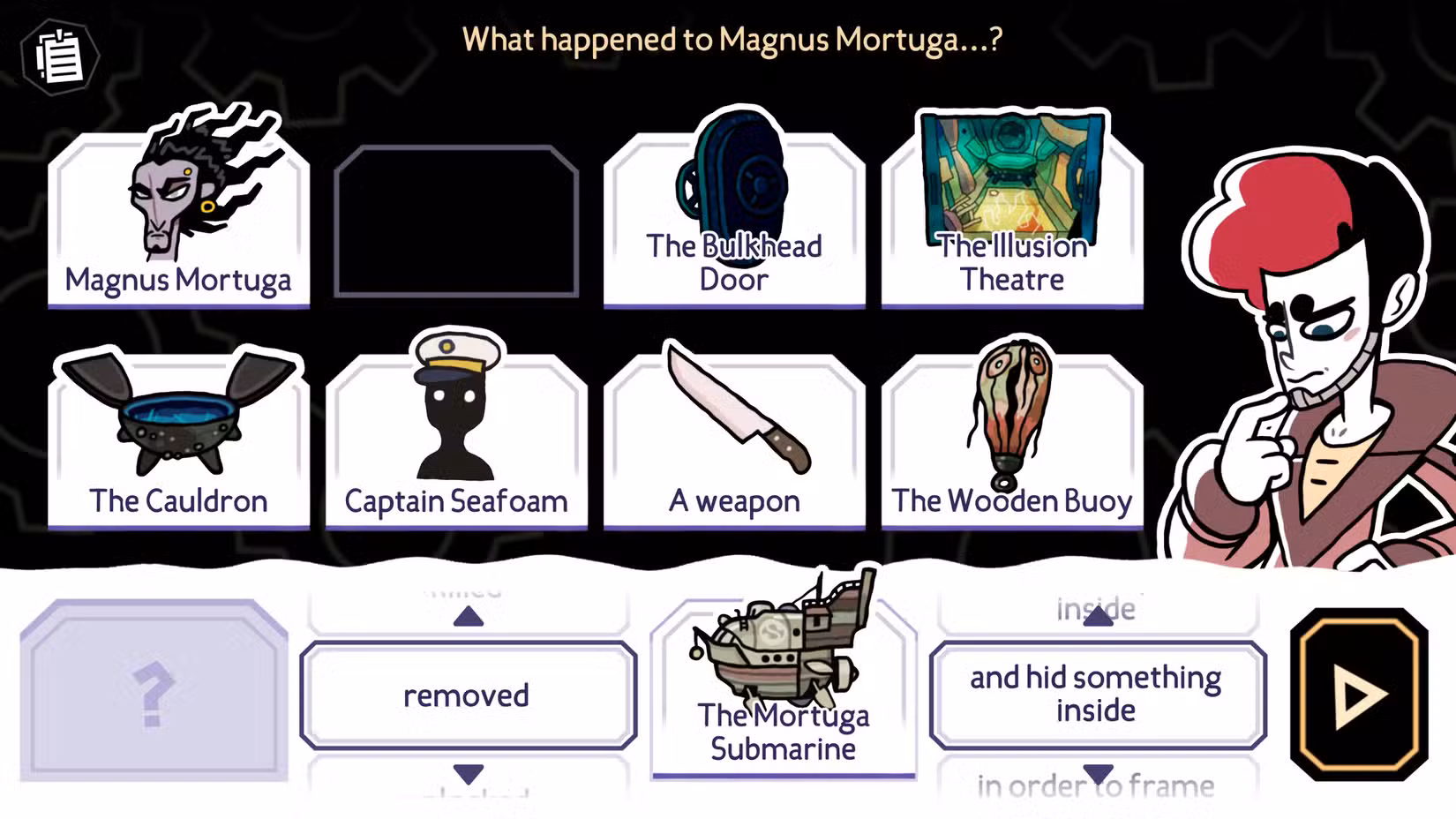O detetive Grimoire resolve um quebra-cabeça em A Máscara da Sereia.