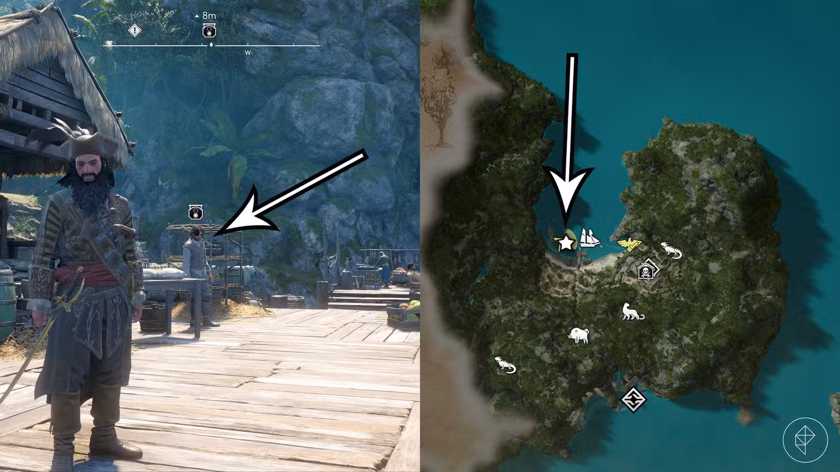 A localização do Whaler Outfit necessário para o mod Blackbeard em Assassin's Creed Black Flag Resynced.