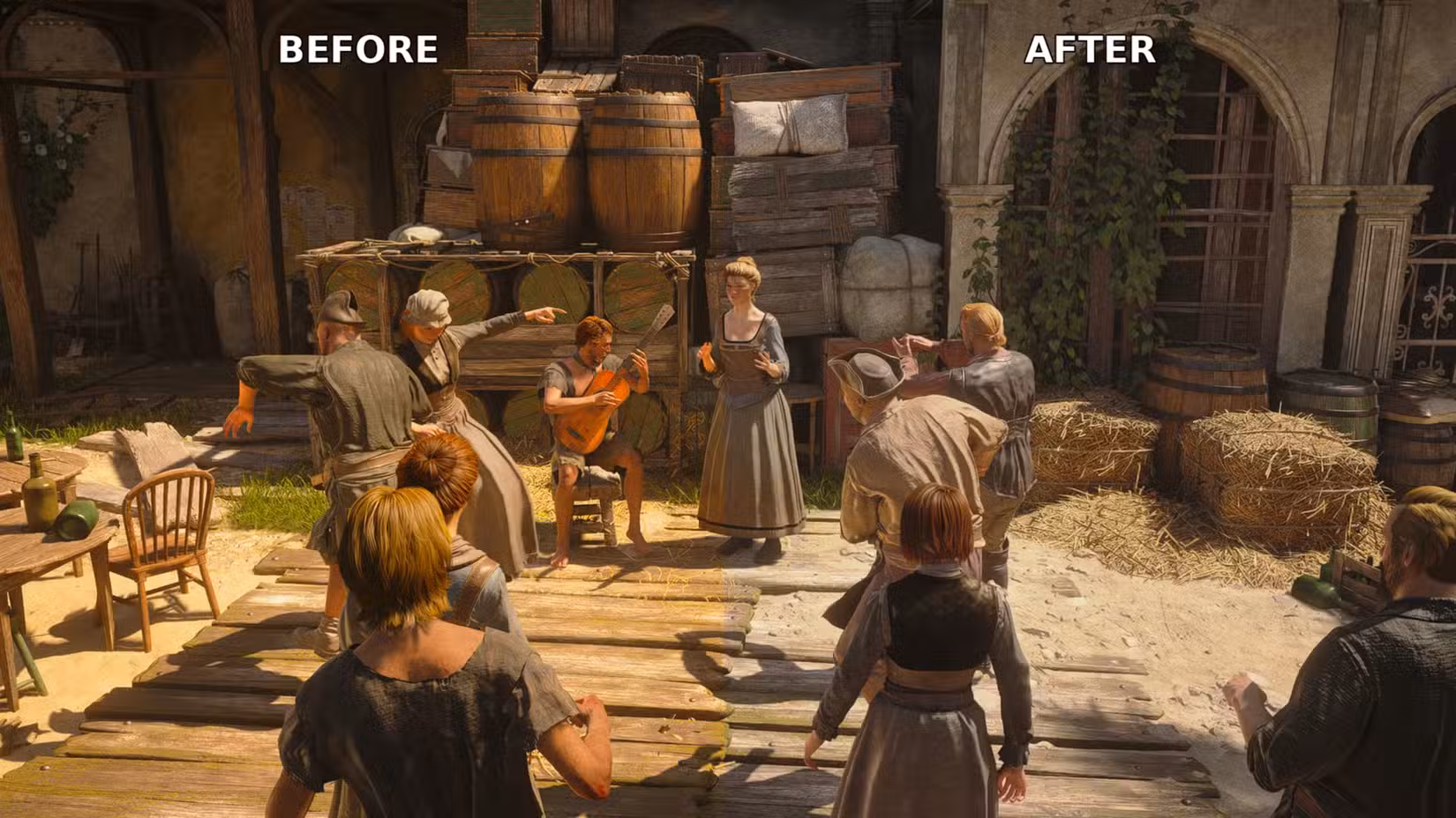 Os efeitos do mod Orange Begone em Assassin's Creed Black Flag Resynced.