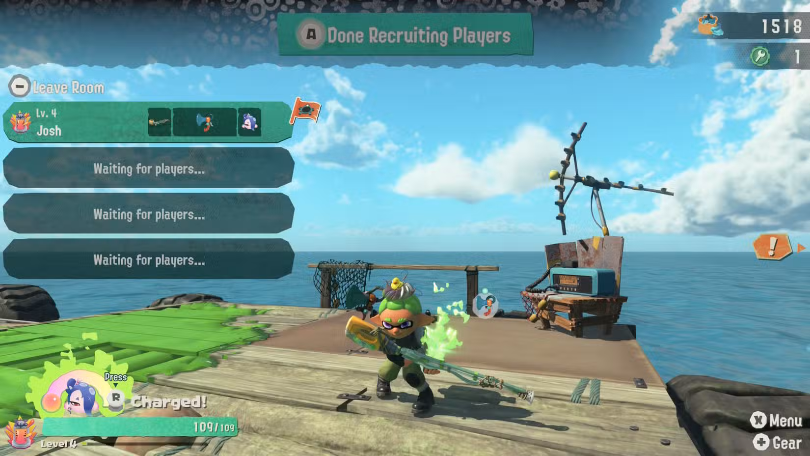 Um personagem do Splatoon Raiders perto do rádio multijogador