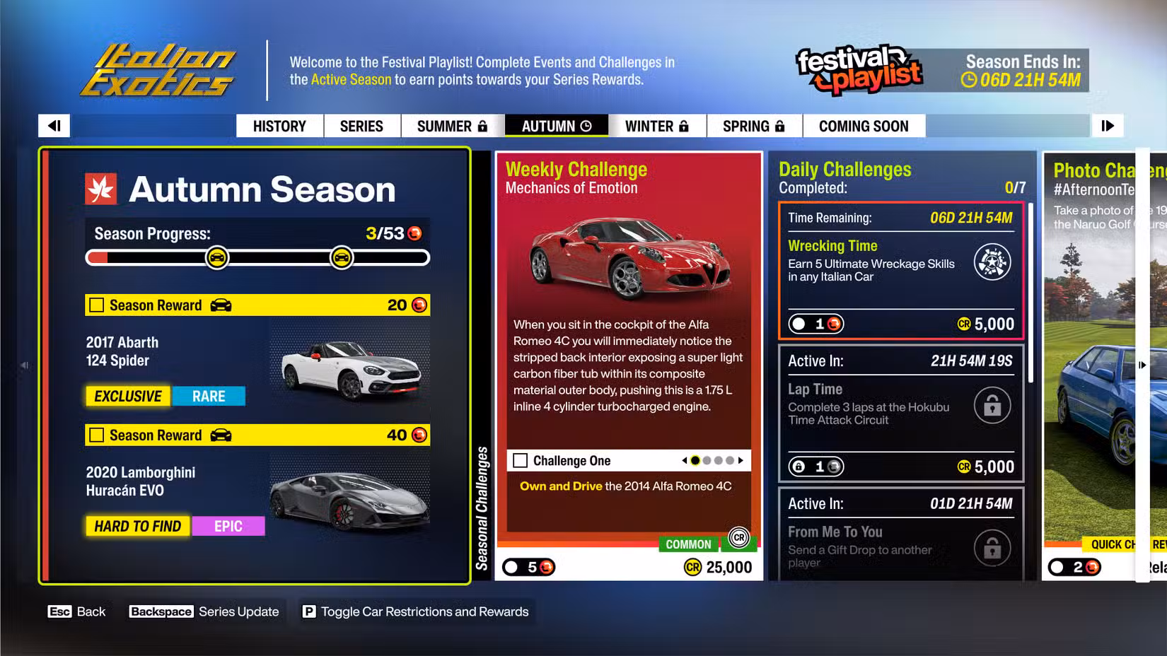Uma captura de tela do Forza Horizon 6 mostrando a Série 3 
