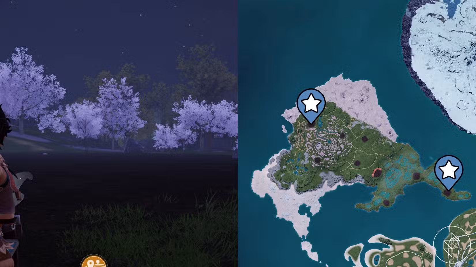 Um nó de petróleo em Sakurajima em Palworld