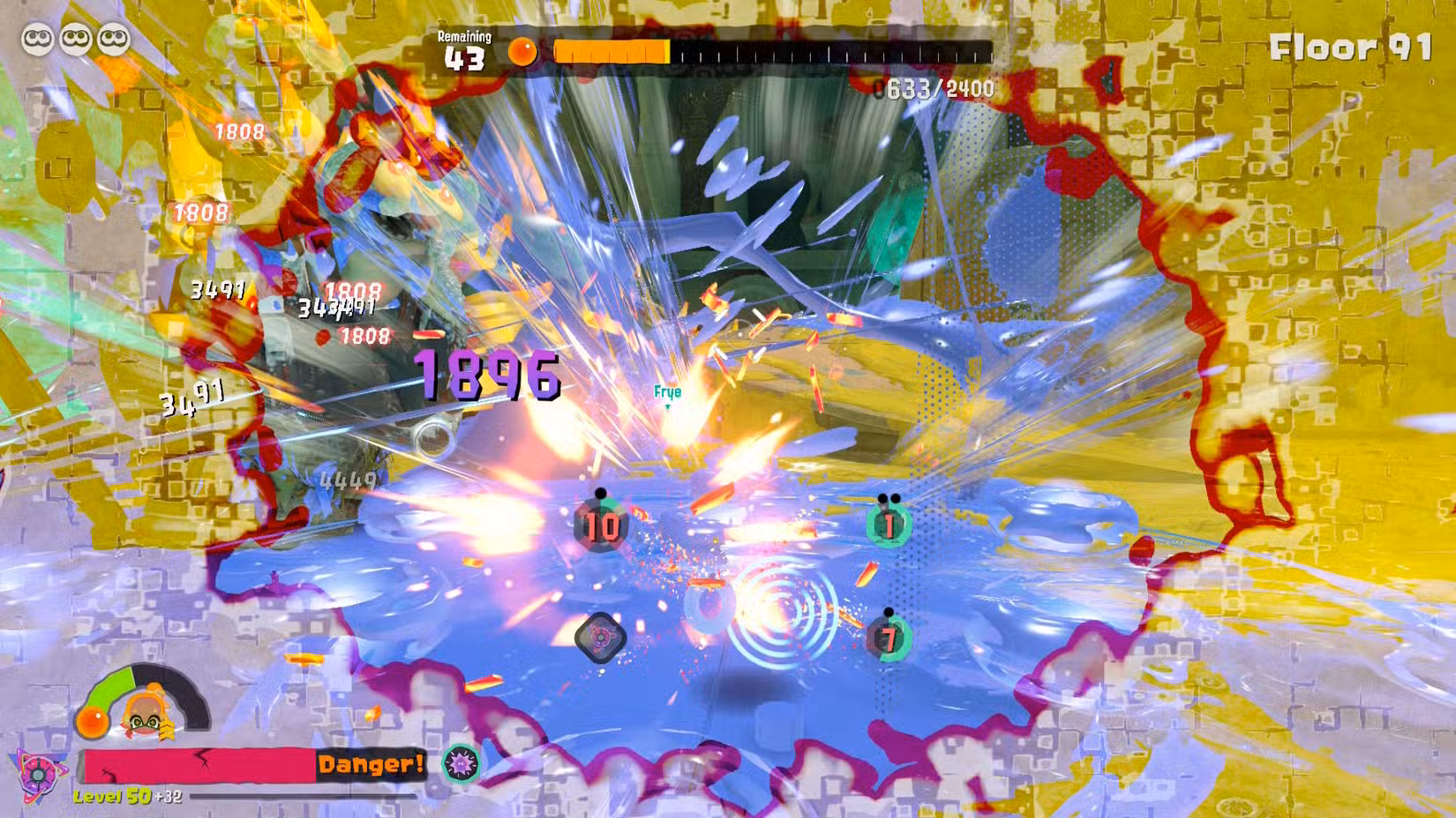 Um Inkling sofre danos em Splatoon Raiders.