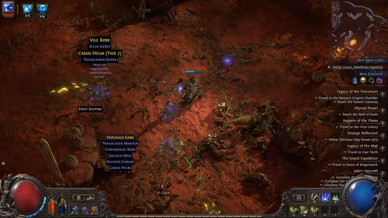Uma captura de tela do Path of Exile 2 mostrando um Oráculo cercado por vinhas