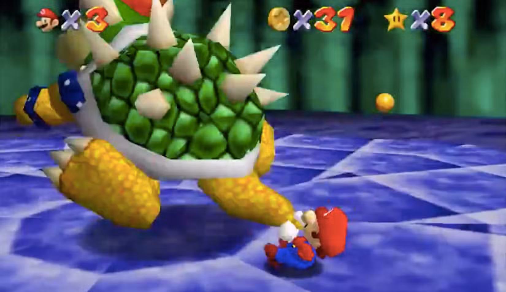 Mario e Bowser em Super Mario 3D All Stars.