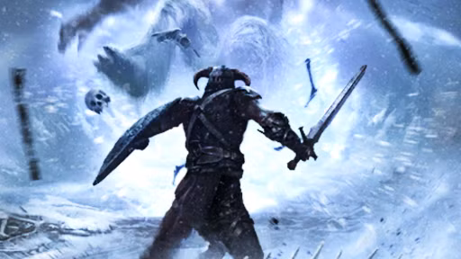 Detalhe da arte da carta Força Implacável do jogo The Elder Scrolls Legends