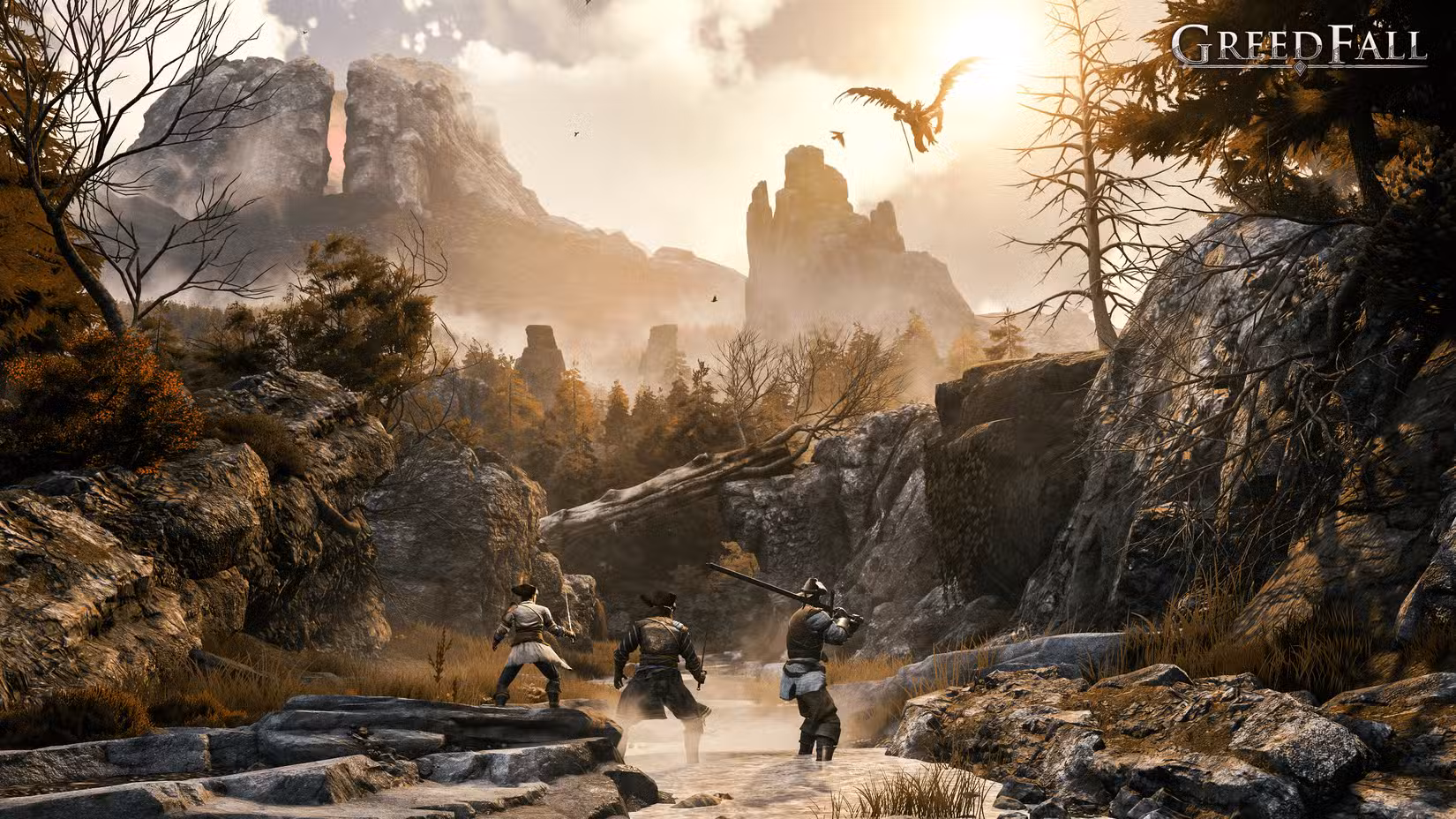 Greedfall – arte principal dos personagens de Tear Fradee