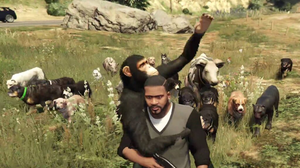 Mod de GTA 5 adiciona cachorros, gatos, vacas, leões e até um chimpanzé ao jogo