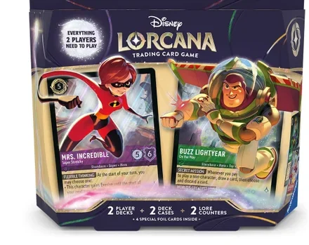 Lorcana em oferta: kit inicial com Buzz e Mrs. Incredible cai para US$ 19,99 na Amazon