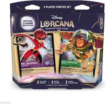 Lorcana em oferta: kit inicial com Buzz e Mrs. Incredible cai para US$ 19,99 na Amazon