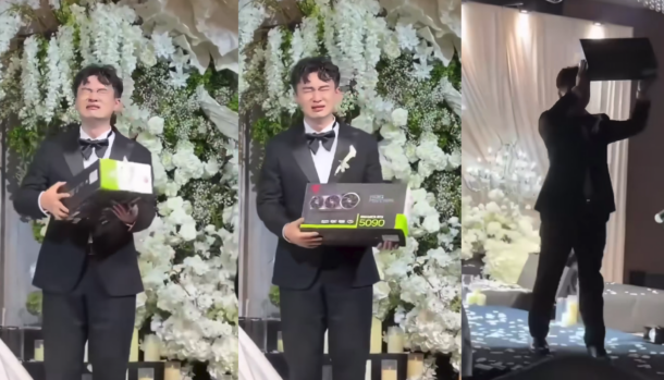 Noivo chora ao ganhar uma RTX 5090 no casamento; placa custa mais de US$ 9 mil