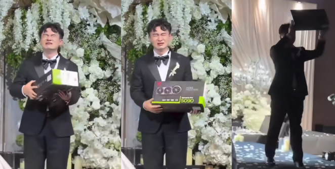 Noivo chora ao ganhar uma RTX 5090 no casamento; placa custa mais de US$ 9 mil